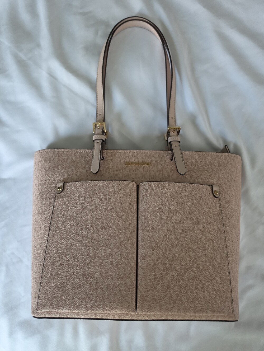 MICHAEL KORS Blush Pink Jet Set Medium Logo Pocket Tote Bag - Picture 2 of 8